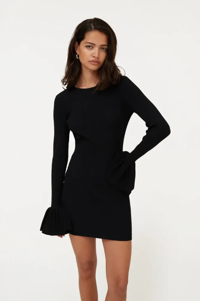 Knit Mini Cutout Dress - Black - Bilde 3