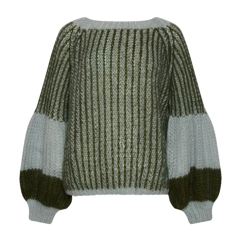 Liana Knit Cardigan - Light Blue/Army - Bilde 3