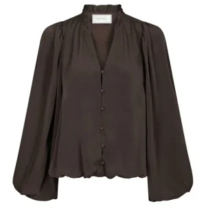 Vivette Woven Blouse – Dark Brown