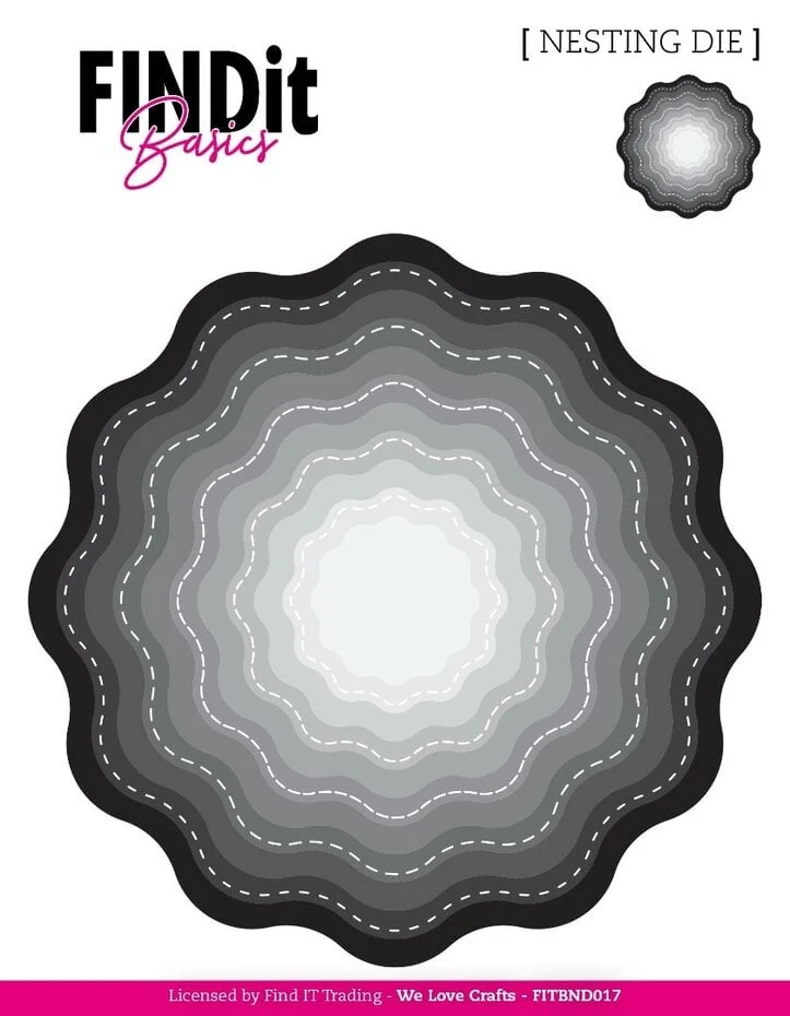 FINDit basics - Sirkeldies med bølget kant med «søm» / Nesting Dies Stitched Wavy Bloom
