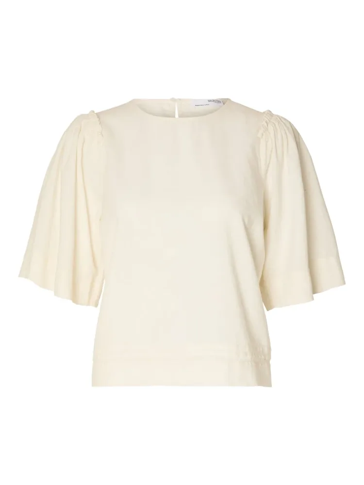 Hillie 2/4 Linen Top B - Snow White