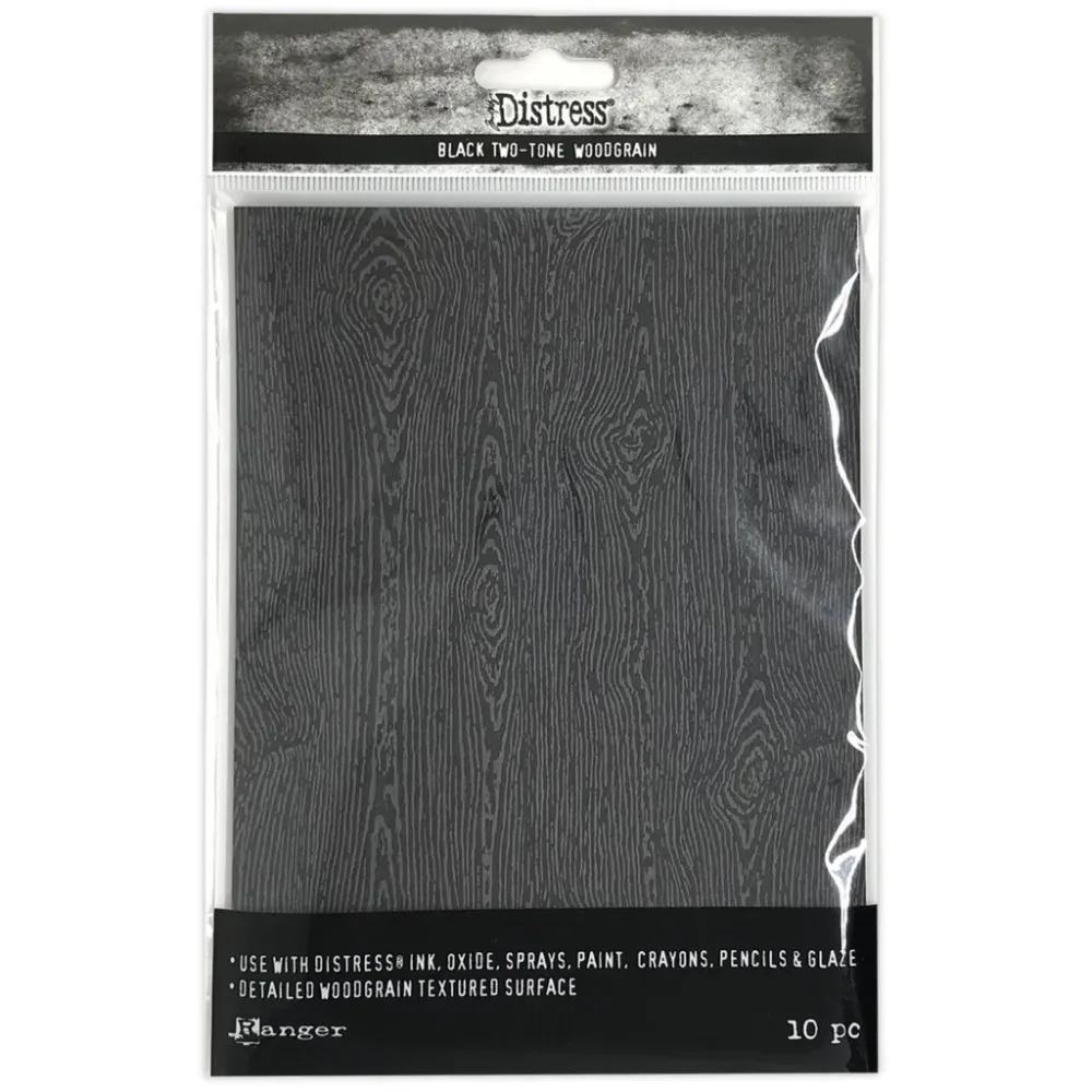 Tim Holtz Distress Cardstock 5"X7" 10stk - Black Woodgrain