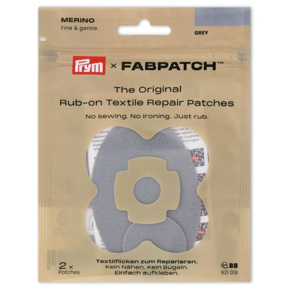 Prym x FabPatch Reparasjonslapp MERINO - Lys grå - 2stk