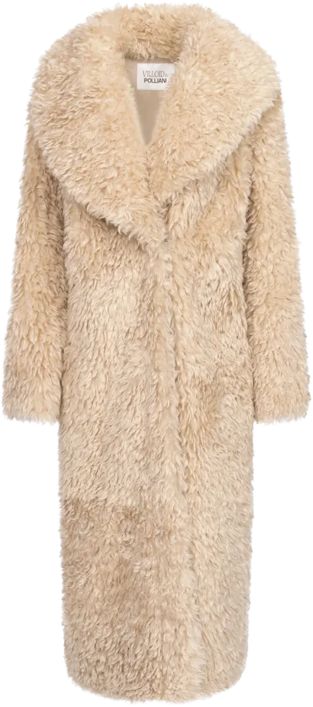 Karen Faux Fur Coat - Creme - Bilde 2