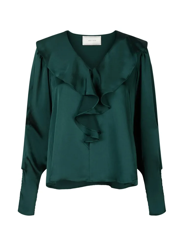 Sandie Sateen Blouse - Dark Green