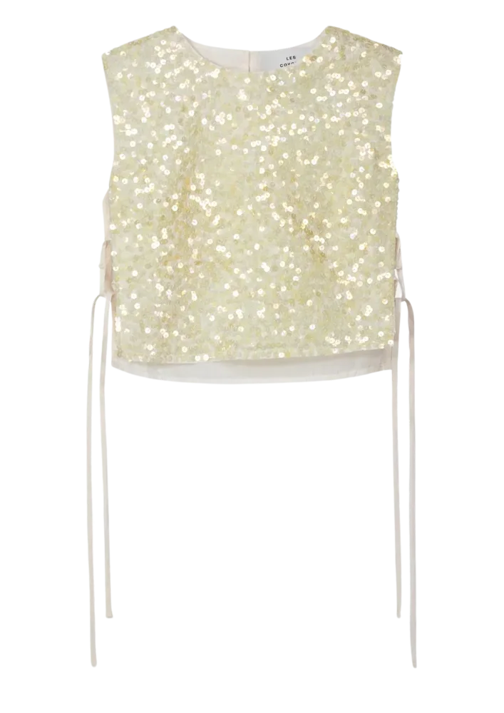 Sequin Top - Off-White/Yellow Sequins
