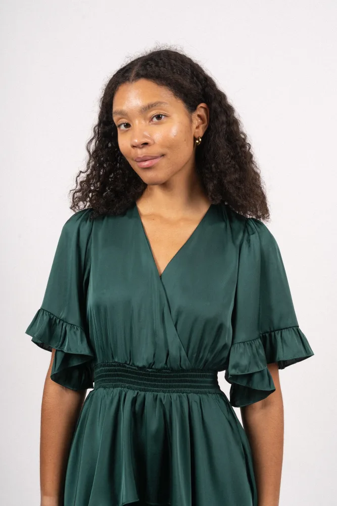 Joy Dress Solid W Tiered Skirt - Green - Bilde 3