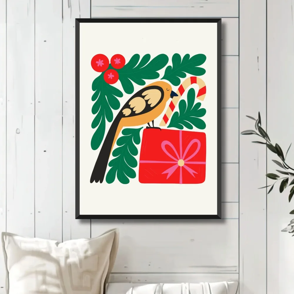 JULEFUGL MED GAVE - PLAKAT - Bilde 3