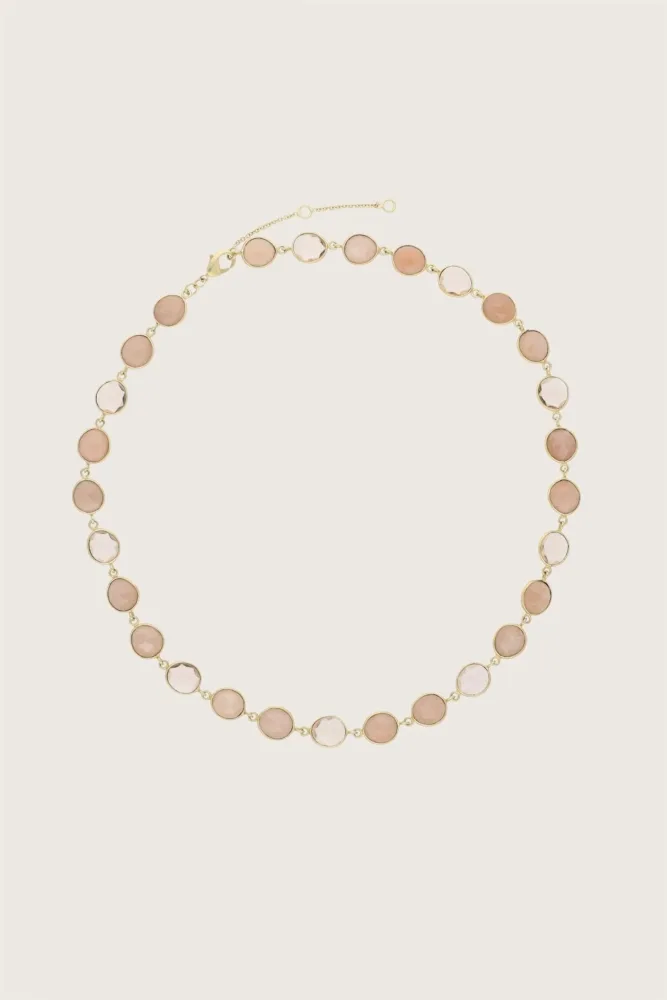SHANSHAN PARIS - Ellipsi Necklace - Peach Moonstone/Rose Quartz