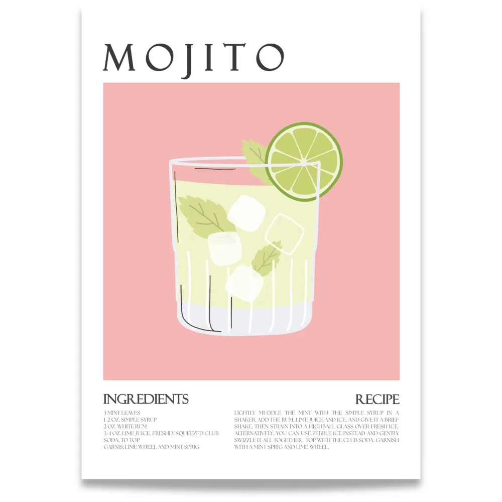 Mojito – cocktail plakat med oppskrift