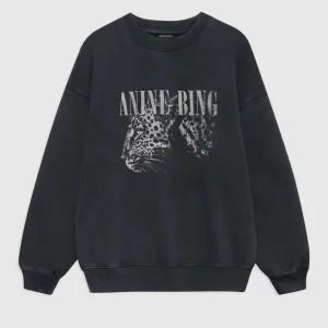 Spencer Sweatshirt Leopard – Washed Black