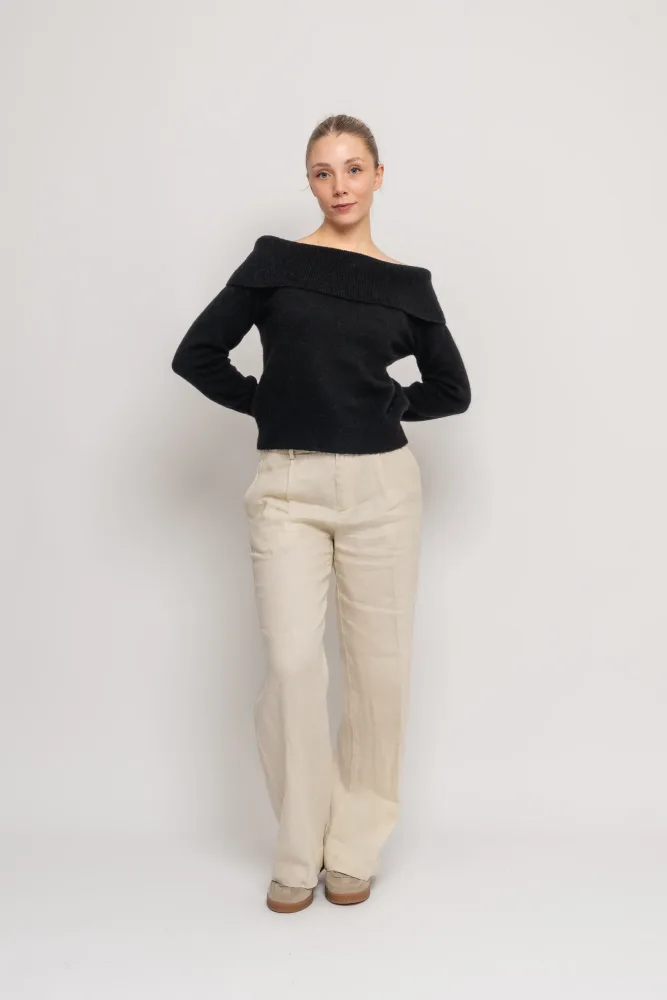 Lulu Off Shoulder Knit - Black - Bilde 3