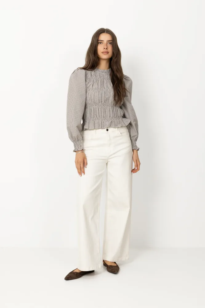 Marcia Check Blouse - Dusty Brown - Bilde 2
