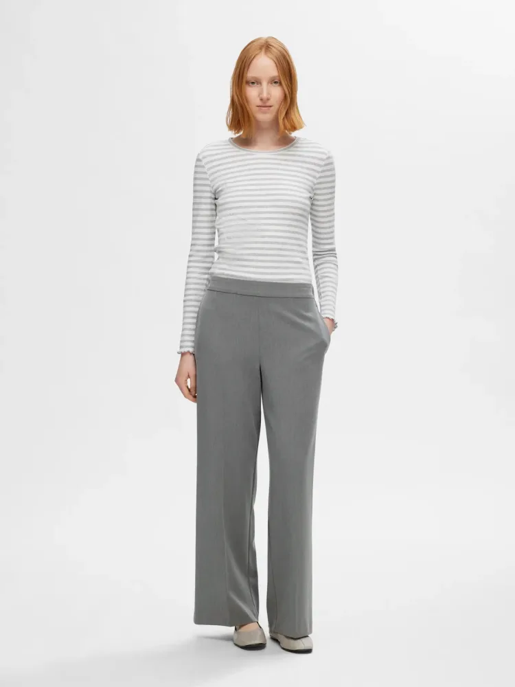Emma-Tara Mw Wide Pant - Medium Grey Melange - Bilde 2