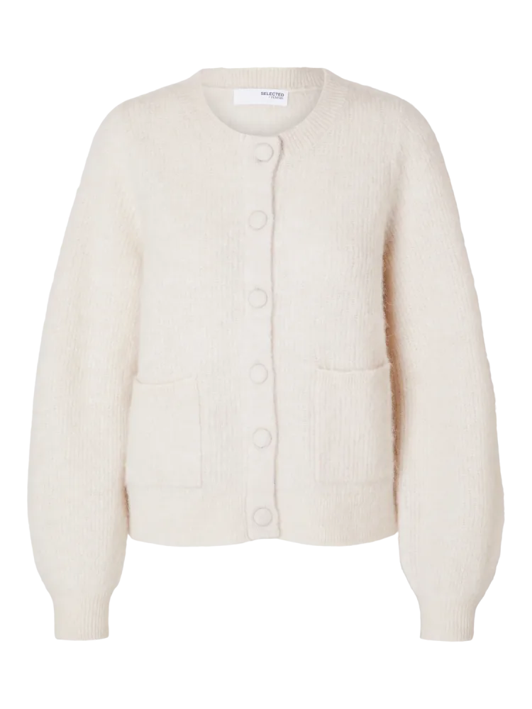 Sia Ras Ls Knit Pocket Cardigan - Birch Melange