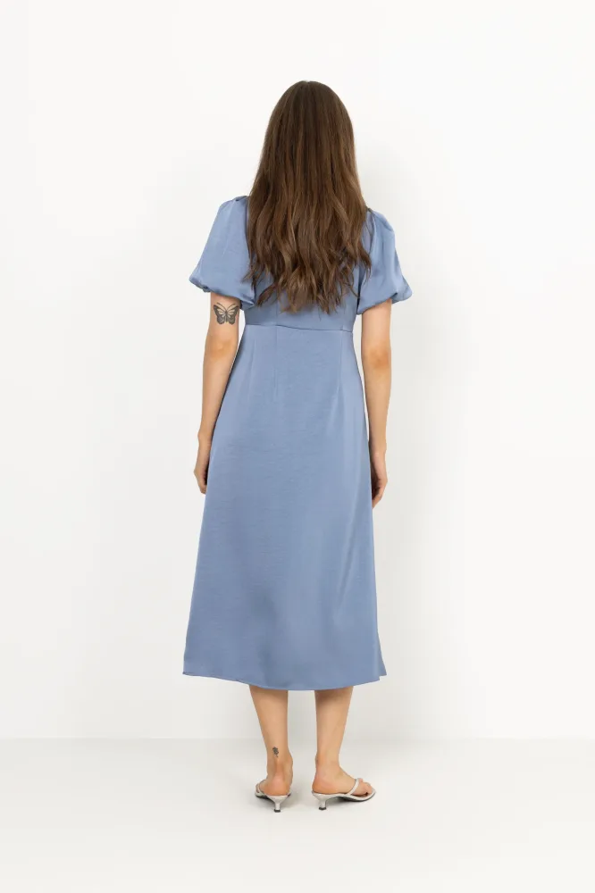 Illana Heavy Sateen Dress - Smoke Blue - Bilde 3