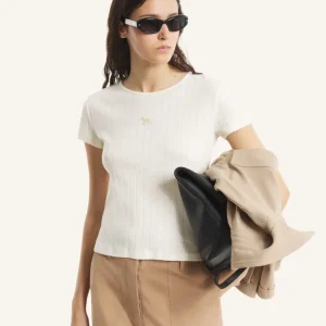 MAISON KITSUNÉ – Baby Fox Pointelle Tee-Shirt – Pure Ecru MAISON KITSUNÉ – Baby Fox Pointelle Tee-Shirt – Pure Ecru