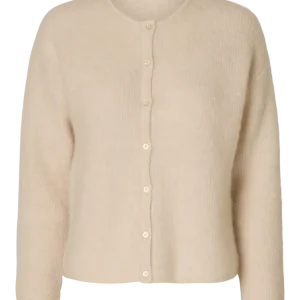 Sia Ras Ls Knit O-Neck Cardigan – Birch Melange