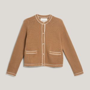 Contrast Knit Cardigan – Warm Khaki