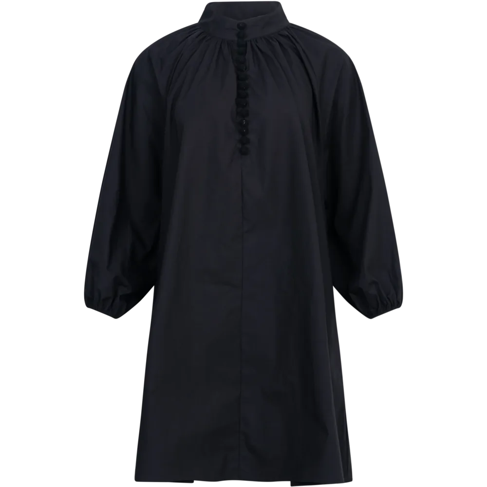 Poplin Bohemian Demi Dress - Black