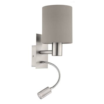VEGGLAMPE EGLO PASTERI E27+3,5W MATT KROM/TAUPE VEGGLAMPE EGLO PASTERI E27+3,5W MATT KROM/TAUPE