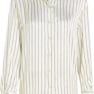 Satin Striped Fluid Shirt Ls – Mini Argyle Stp/Ancient White