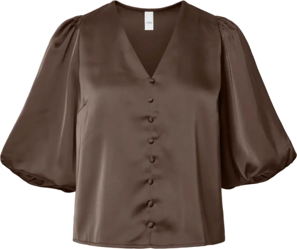 Yaspella 2/4 V-Neck Top S. Noos - Chocolate Brown - Bilde 3
