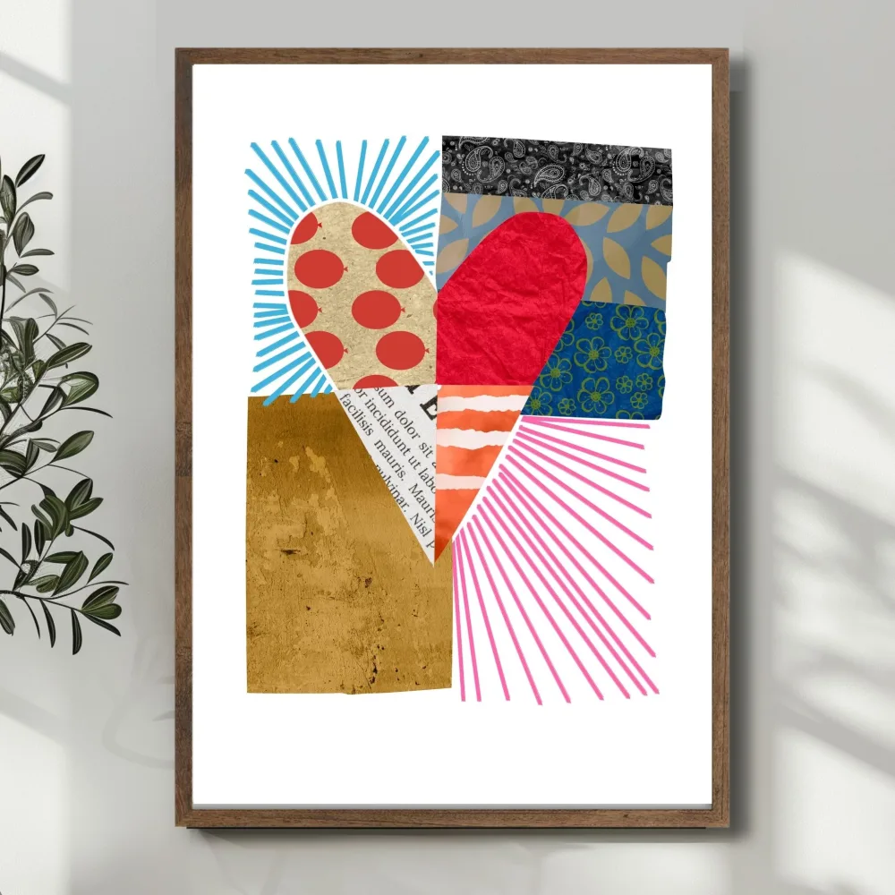 COLORFUL HEART COLLAGE No6 – ABSTRAKT KUNSTPLAKAT - Bilde 2