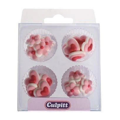 Culpitt Spiselig kakepynt Små hjerter og blomster pk/24