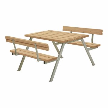 BENKESETT PLUS BORD/BENKER ALPHA 2 RYGGSTØTTE 118X185X76/45CM GYLDENBRUN