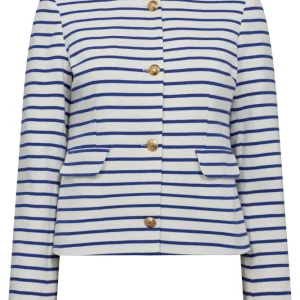 Stacy Jacket – White/Blue Stripes