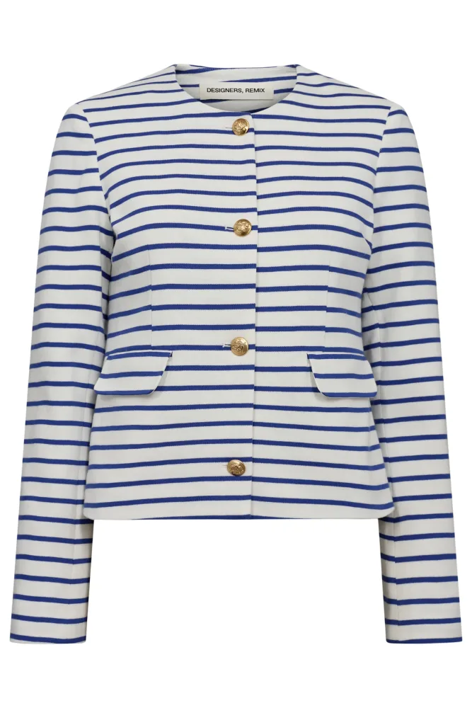 Stacy Jacket - White/Blue Stripes