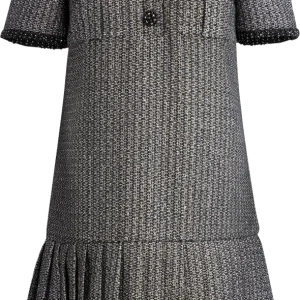 Metallic Boucle Mini Dress – Black