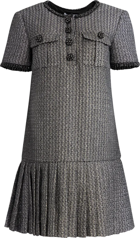 Metallic Boucle Mini Dress - Black