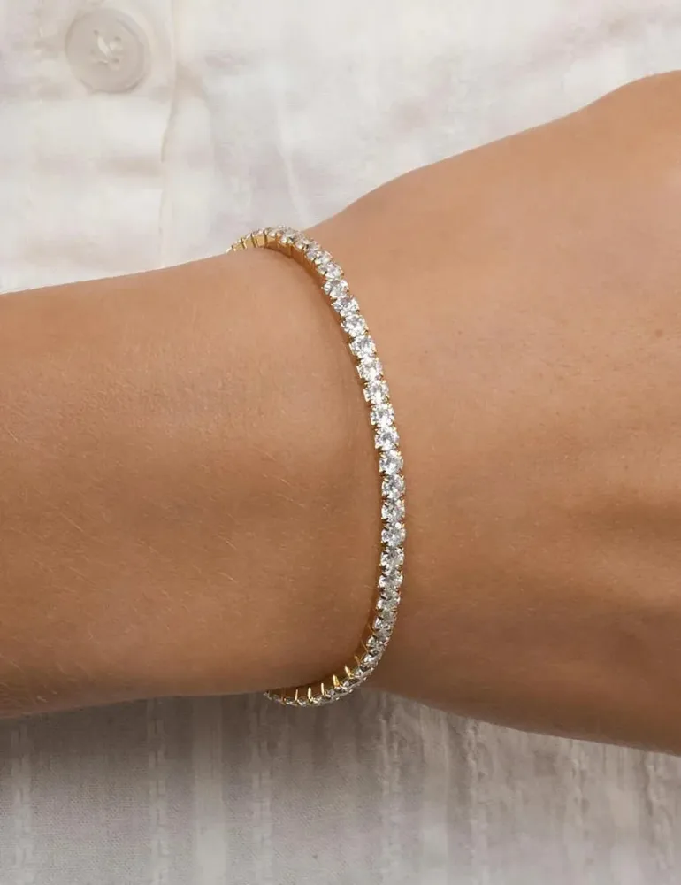 Sunny - Tennis Bracelet Crystal Stainless Steel - Gold - Bilde 2