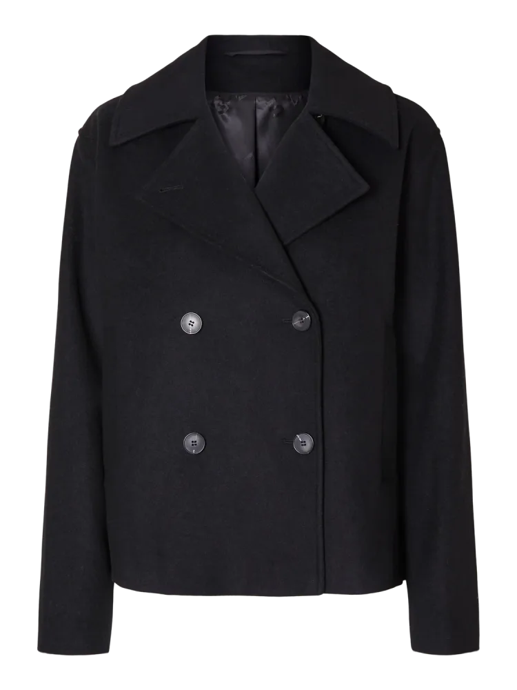 Alma Short Wool Jacket - Black