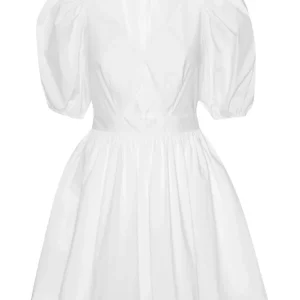Puff Sleeve Mini Dress – Bright White