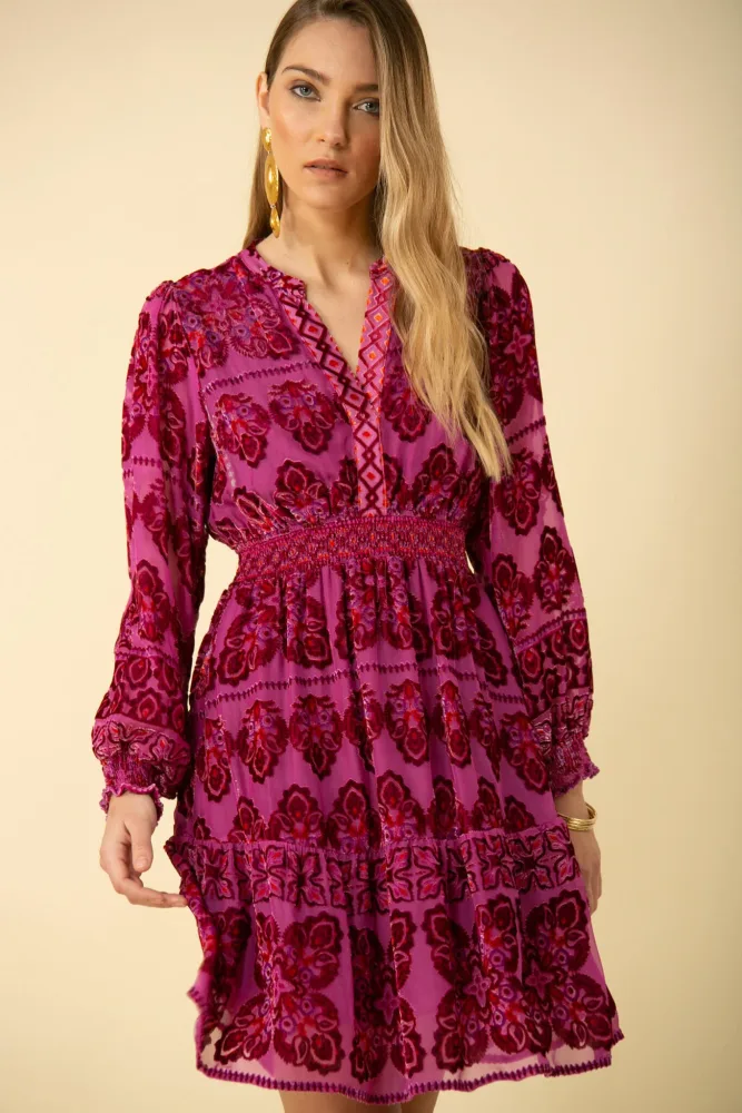 Camila Dress Velvet Burnout - Rose - Bilde 3