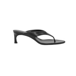 Kitten Heel Leather Mule – Black