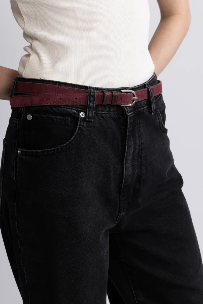 Suede Zoe Belt - Fig Red - Bilde 3