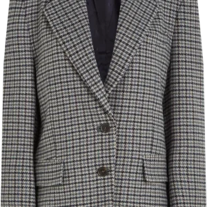 Oversized Wool Check Sb Blazer – Houndstooth Blue Grey