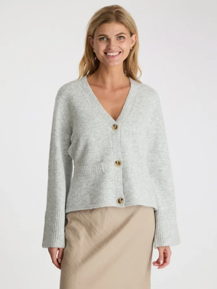 Pixie Knit Cardigan - Light Grey Melange - Bilde 2