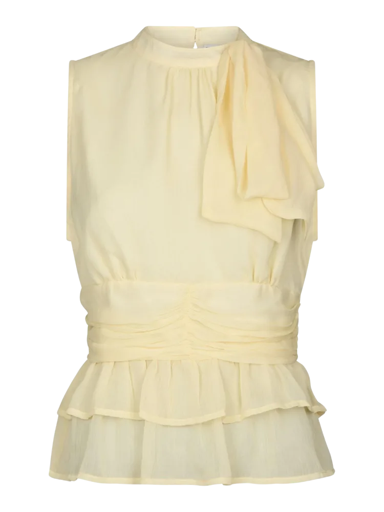 Ansol Solid Chiffon Top - Light Yellow