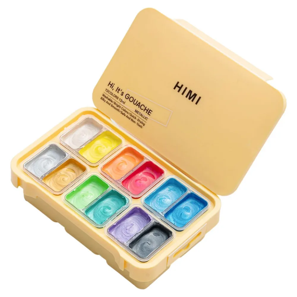 HIMI Twin Cup Gouache Sett Gult - 12stk metallic