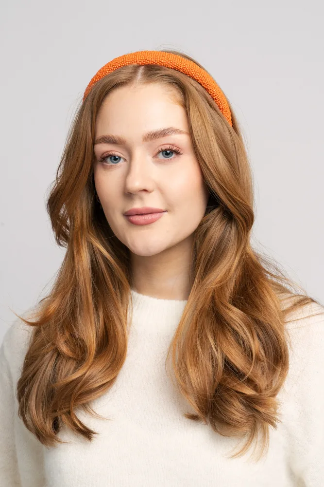 Solid Slim Beaded Hairbrace - Persimmon Orange - Bilde 3