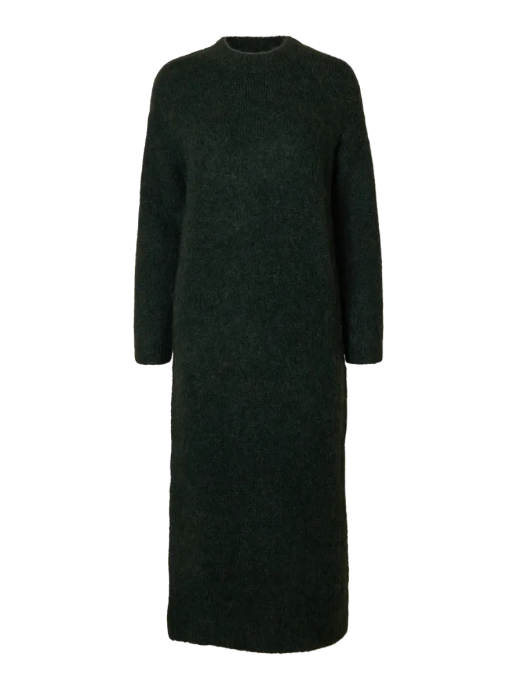Gabella Ls Knit O-Neck Dress Camp - Scarab