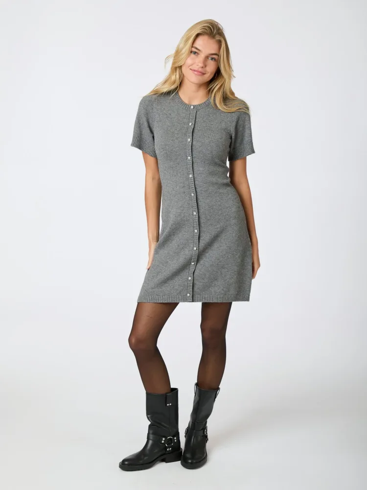 Elise Knit Dress - Dark Grey Melange - Bilde 2