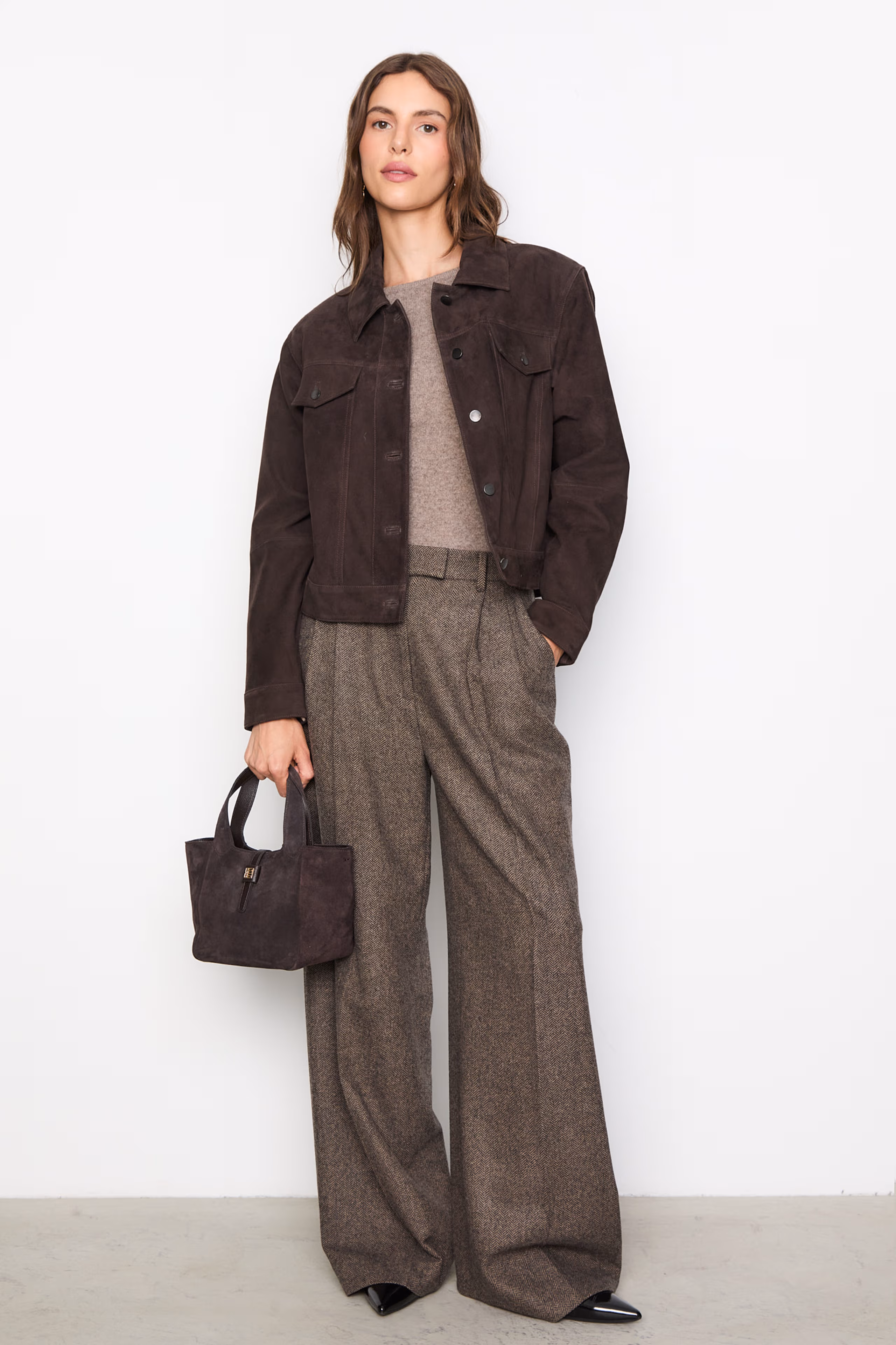 Leslie Leather Jacket - Dark Brown Suede - Bilde 3
