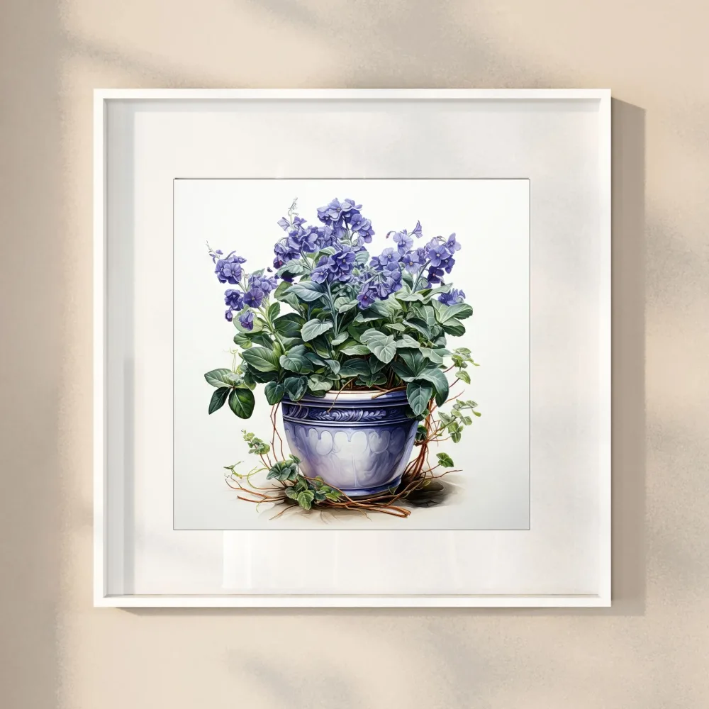 BLOMSTER I BLÅTT No8 - PLAKAT OG LERRET - Bilde 2
