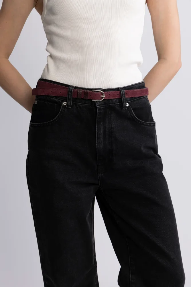 Suede Zoe Belt - Fig Red - Bilde 2